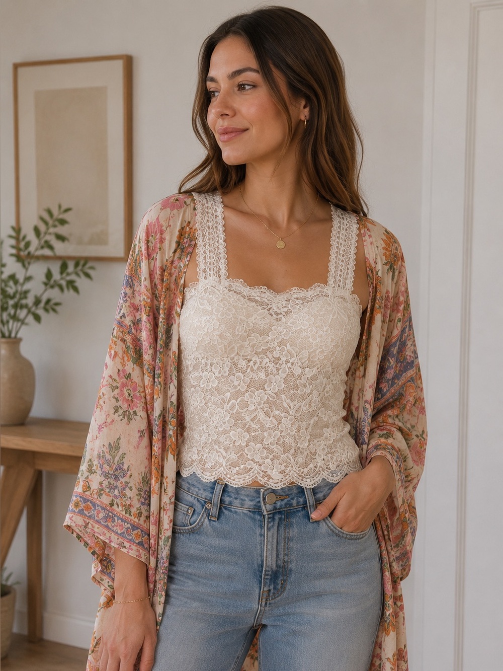White Lace Camisole Tank Top (lace top only)